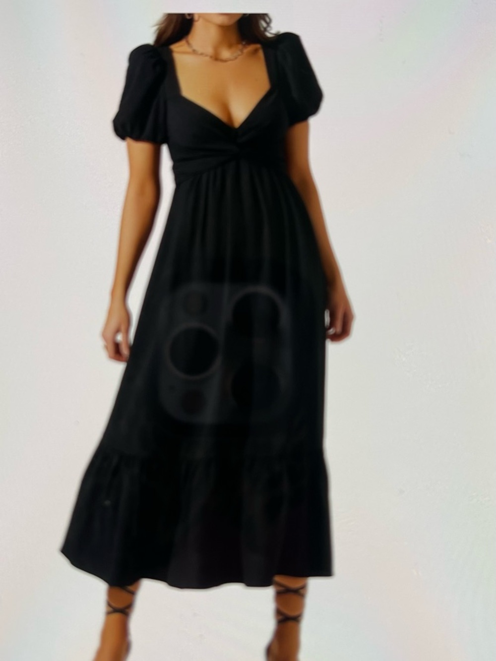 Astr Black Puff-Sleeve Maxi Dress